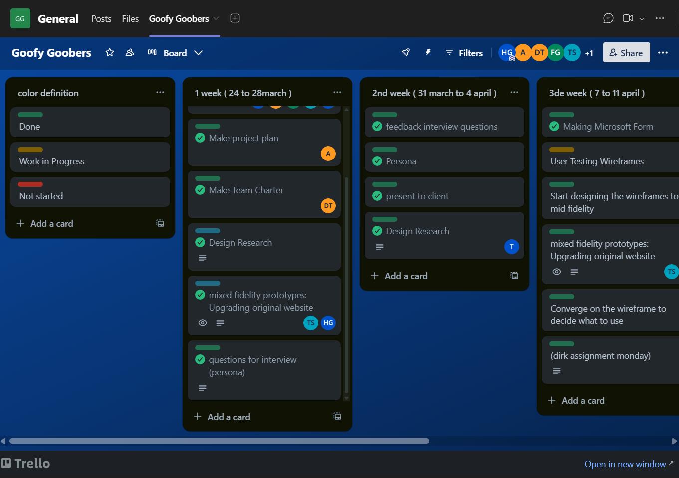 screenshots of the UI Trello and MS Teams 